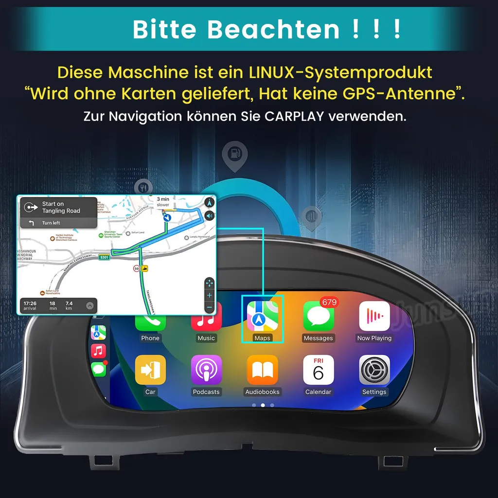 Compteur de vitesse numérique LCD pour Golf V avec Android Auto et CarPlay - 4