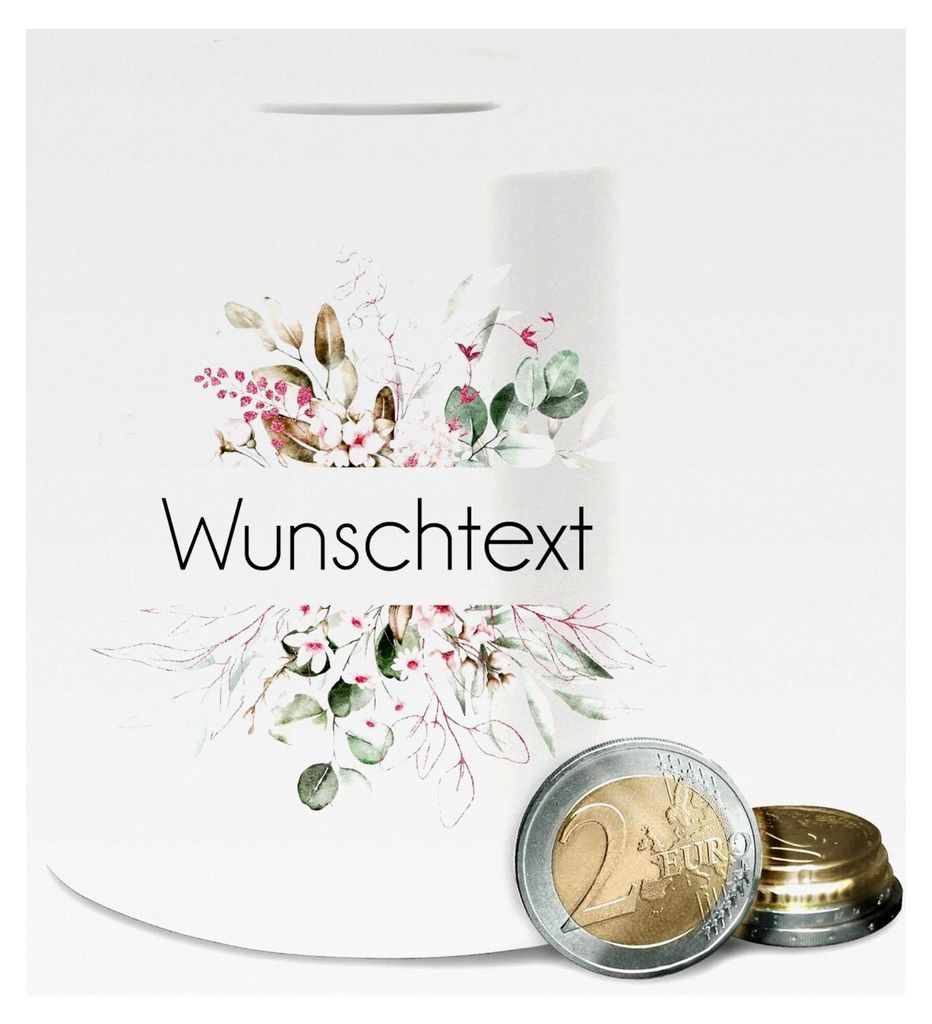 Spardose - Wunschtext selbst gestalten - Geschenk personalisiert - Unisize - Weiß - Geschenke für Friseure Trinkgeldkasse personalisierte Blume