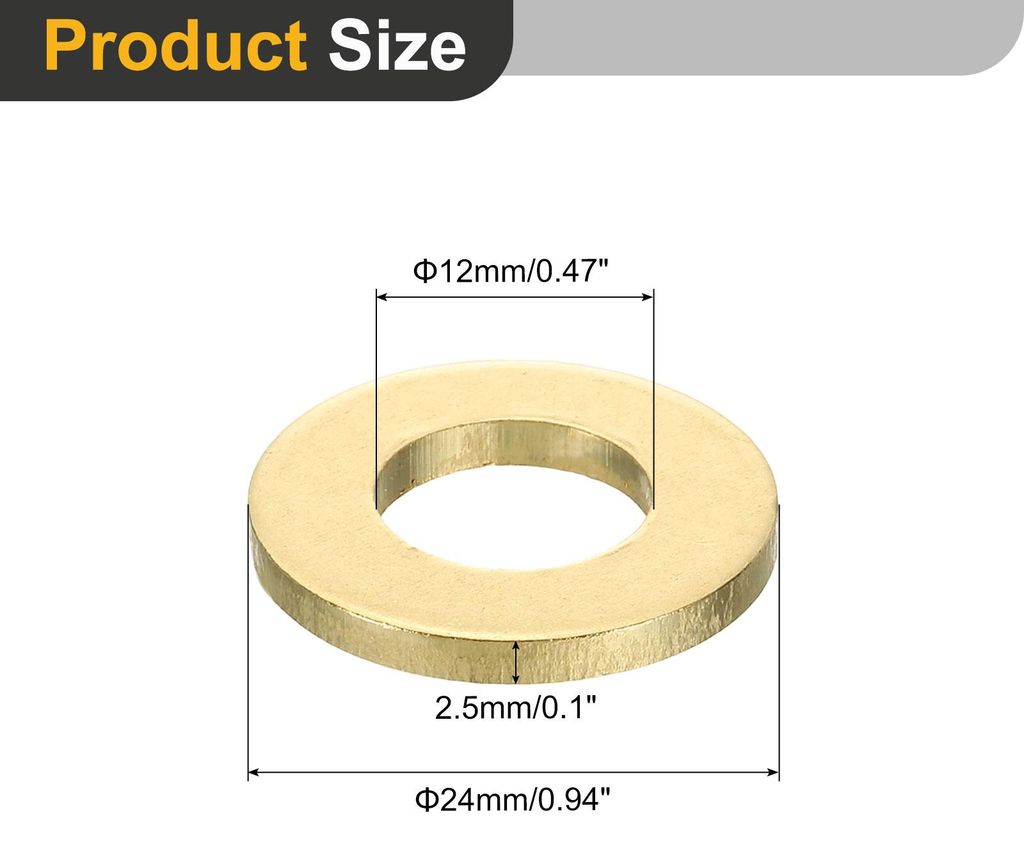 4 Stš¹ck Unterlegscheiben Set, M12 x 24mm x 2.5mm Messing Ring Beilagscheiben Sortiment, Flach Sicherungsscheiben Dichtungsring Metallscheiben f...