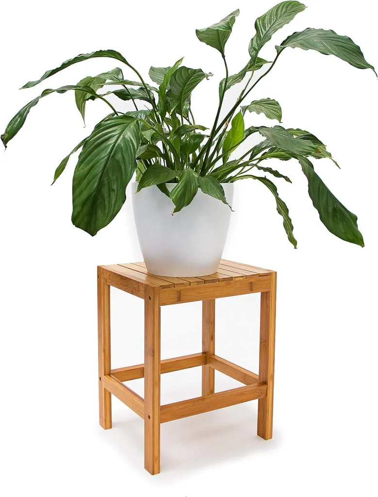 Tabouret pour fleurs en bambou Relaxdays - Porte-plante élégant