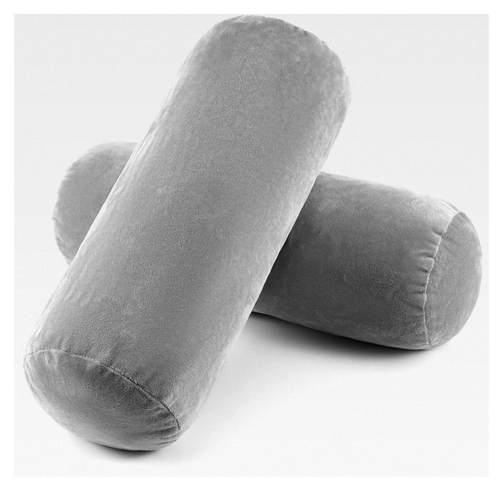 2 Stück Nackenrollenbezüge, 40x15cm Graue Kissenbezüge Abnehmbar mit Reißverschluss für Zylindrische Kissen aus Memory-Schaum