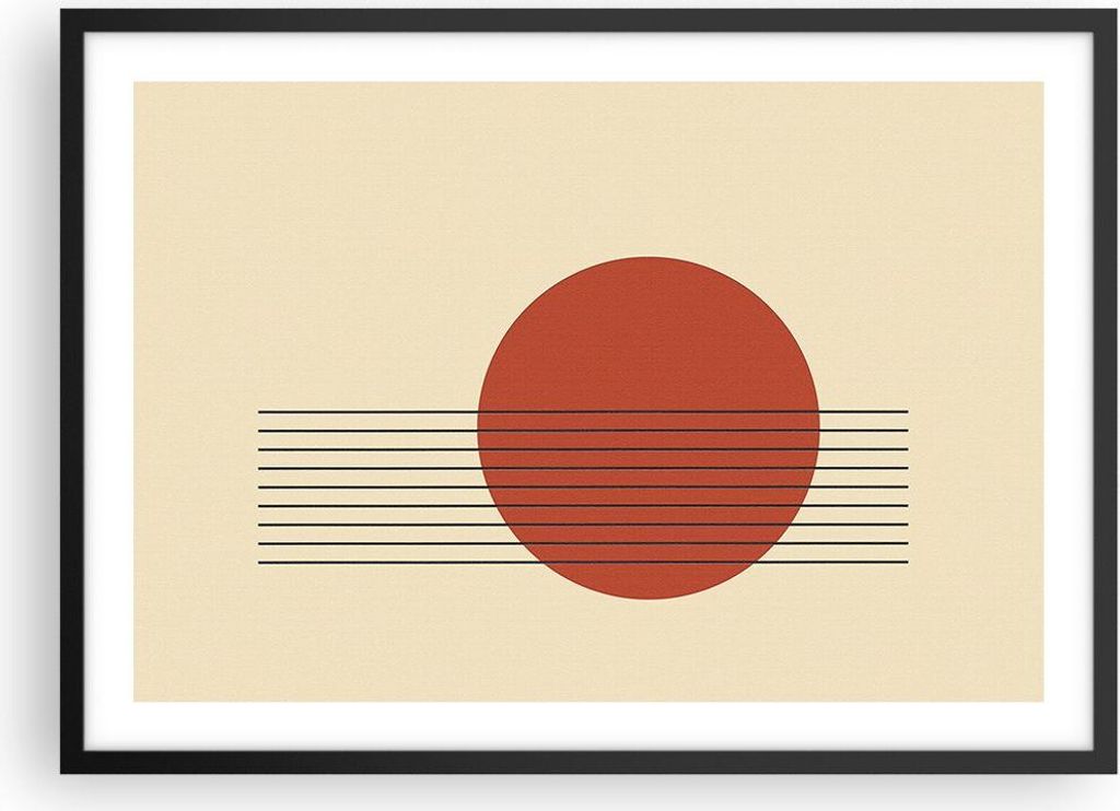 Gerahmtes Poster - Schwarzer Rahmen - Abstraktion Linien Rad - 70x50 cm - Wand Bild - Wanddeko - Wandbilder - Kunstposter - Wandposter - Bilderrahm...