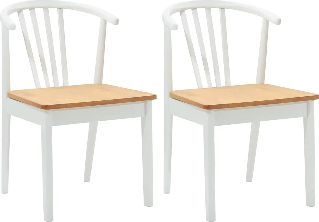 vidaXL Lot de 2 Chaises de Salle à Manger Blanc et Bois de Caoutchouc