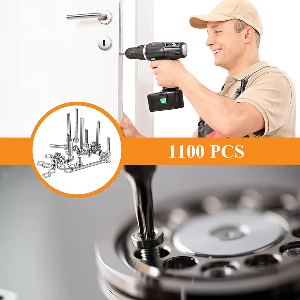 Vis à tête hexagonale inoxydables 1110 pièces : kit complet et robuste