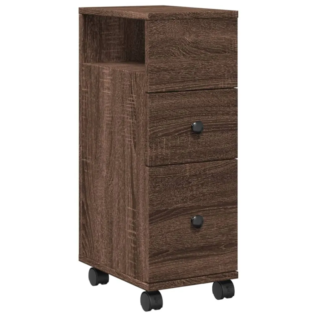 Mobile Bagno Stretto con Rotelle Effetto Rovere | Salvaspazio su Misura
