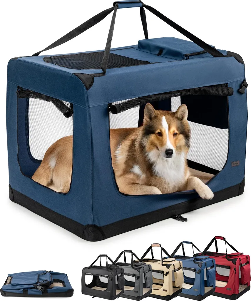 Trasportino Cane 90x61x65 Blu Scuro | Box Auto e Viaggio in Tessuto