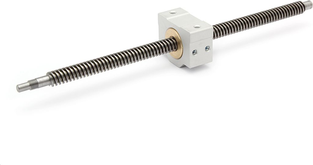 SET: Trapezgewindespindel TR 12x6 P3 rechts einbaufertig 485mm inkl. Trapezgewindemutter Rotguss mit Gehäuse für Easy-Mechatronics System 1216A -...