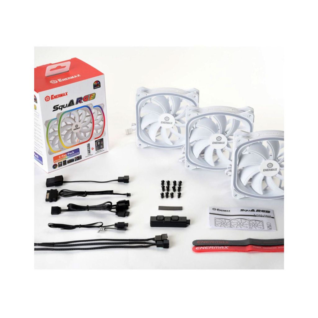 Enermax SquA RGB UCSQARGB12P-W-BP3 - 3er Pack (weiß) Gehäuselüfter, Farbe:Weiß