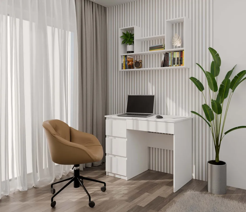 Étagère à rayons murale INDREK blanc mat - Rangement design épuré 60cm - 6
