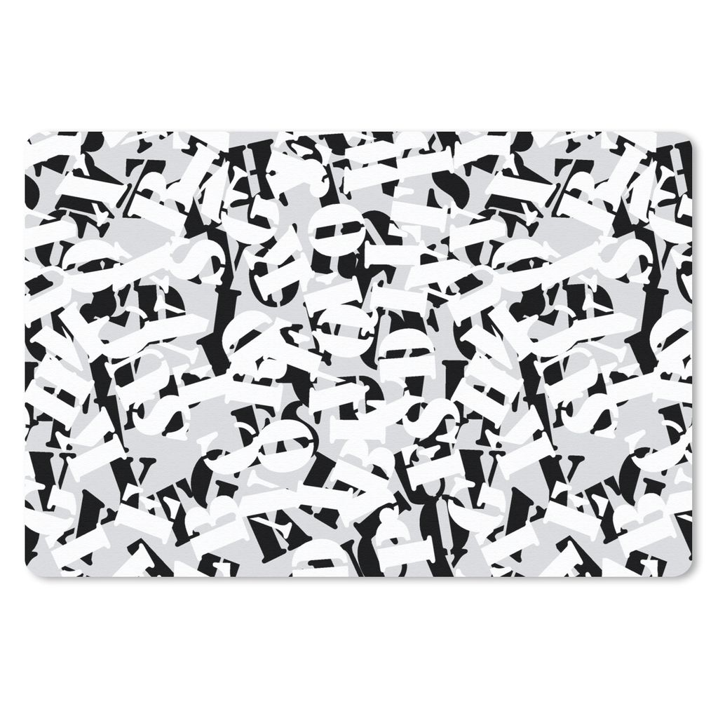 MuchoWow Mauspad Mousepad Buchstaben - Alphabet - Muster - Schwarz und Weiß 27x18 cm - Mousepads - Maus Mat - Pad - Mausunterlage - Büroartikel...