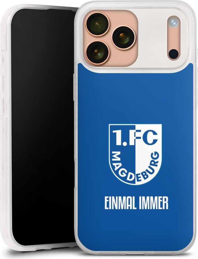 DeinDesign Slim Hülle für Apple iPhone 17 Pro Max Silikon Case Ultra Dünn Handyhülle Offizielles Lizenzprodukt Wappen 1. FC Magdeburg