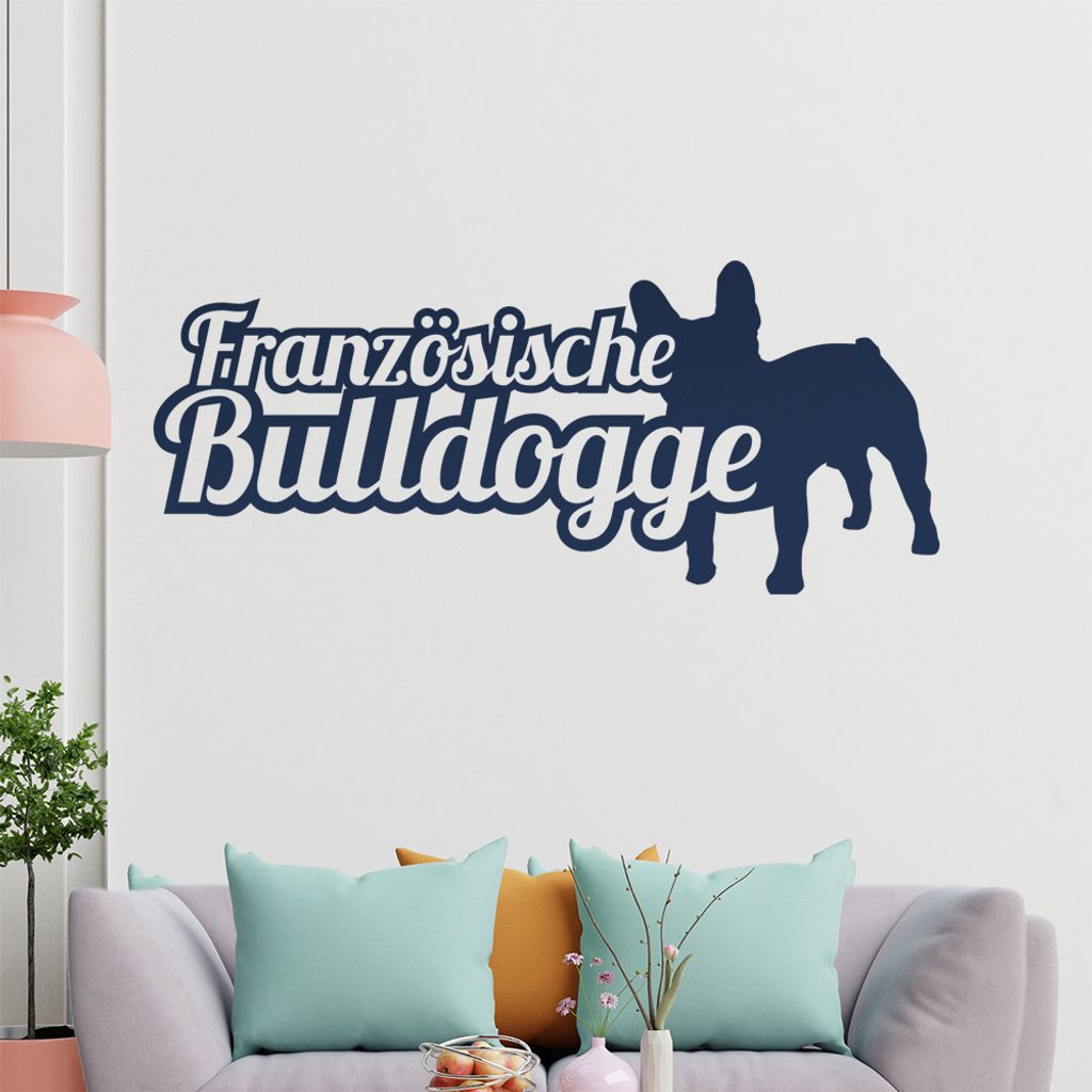 KIWISTAR Französische Buldogge mit Namen Schrift Wandtattoo in 6 Größen - Wandaufkleber Wall Sticker - Dekoration, Küche, Wohnzimmer, Schlafzim...