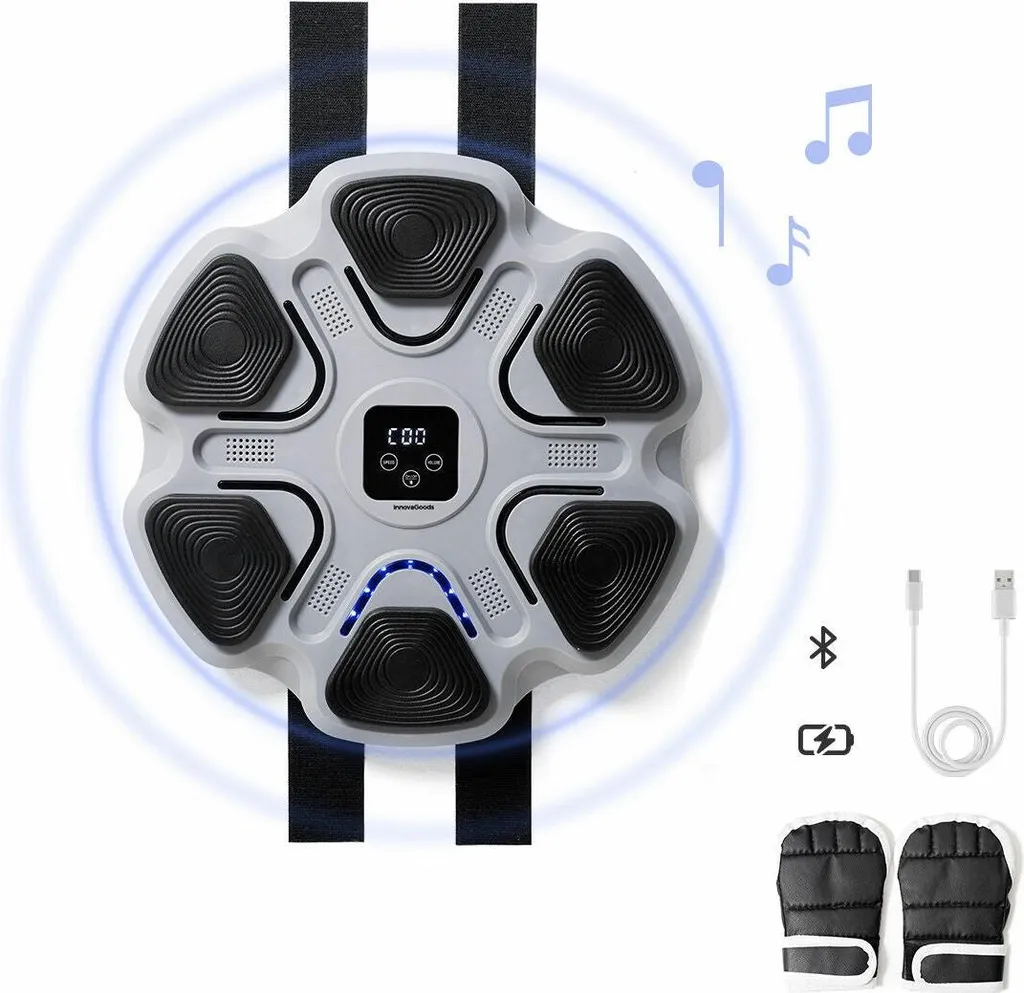 Machine de boxe musicale Bluetooth avec lumières LED et 9 modes de vitesse