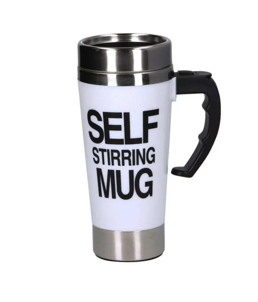 Mug blanc mélangeur électrique en inox avec isolation thermique active