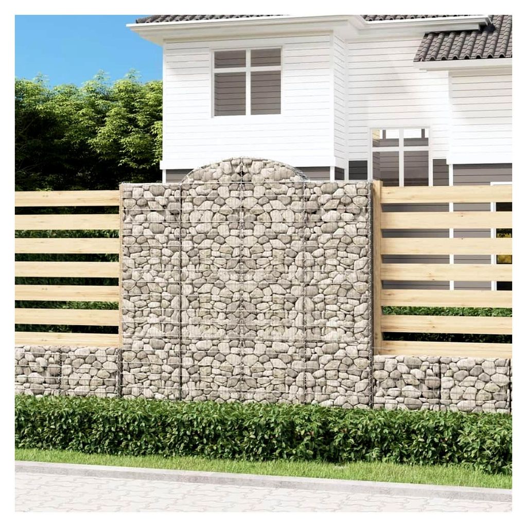 Gabionen mit Hochbogen 2 Stück 200x50x200/220cm verzinktes Eisen