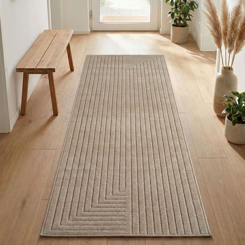 Carpetsale24 Outdoor Teppich, Modern Boho Design, 3D Effekt, Robust und UV-Beständig, ideal für Terrasse Wohnzimmer & Küche, Grösse: 80x250 cm