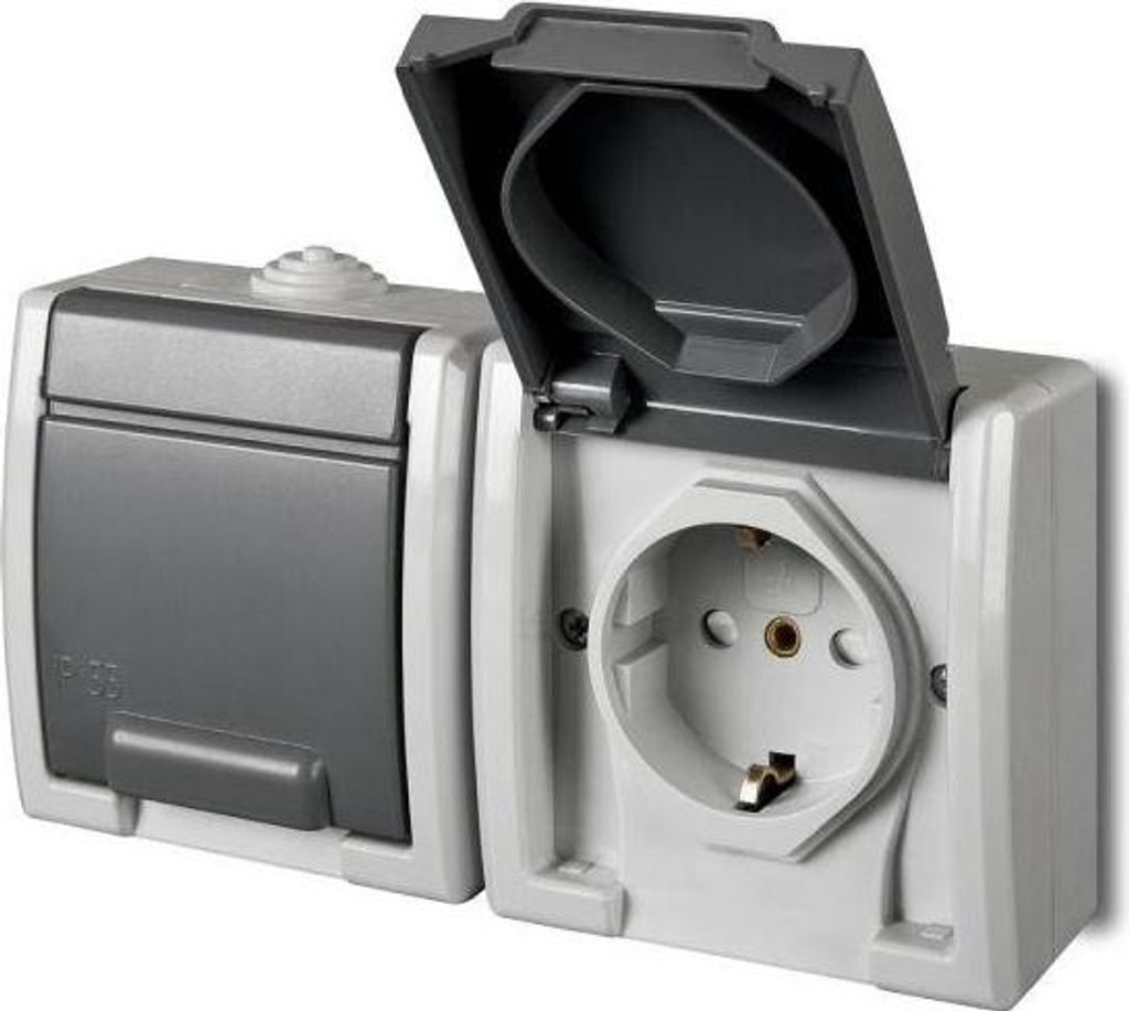 Elektroplast Socket Aquant 2Pl Grey Ip55 1245-10 Produktbild 