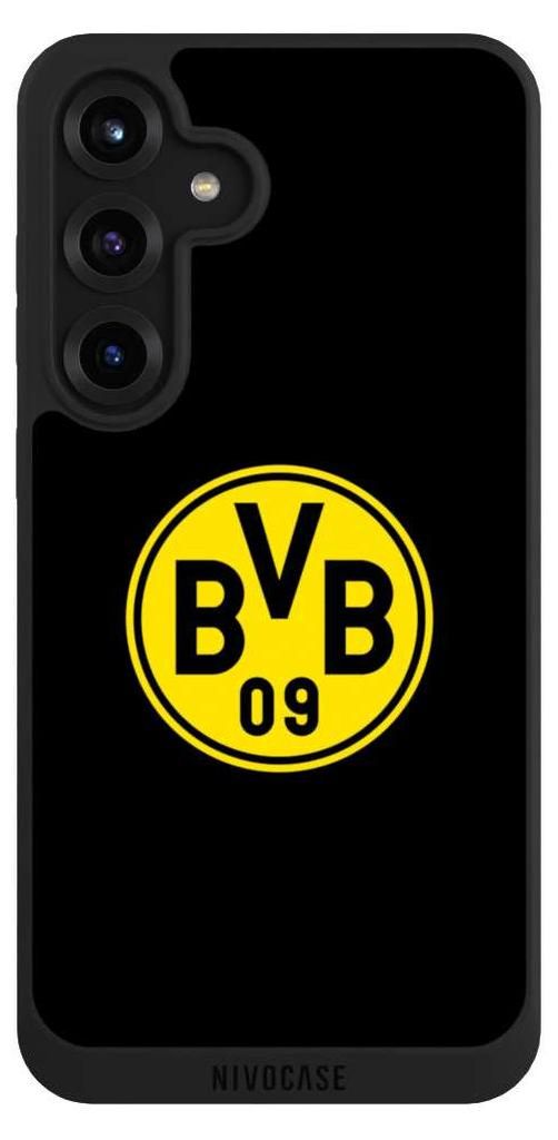 NIVOCASE Handyhülle für Samsung Galaxy S25+ Hülle NIVOpure Case Schwarz BVB Borussia Dortmund Logo