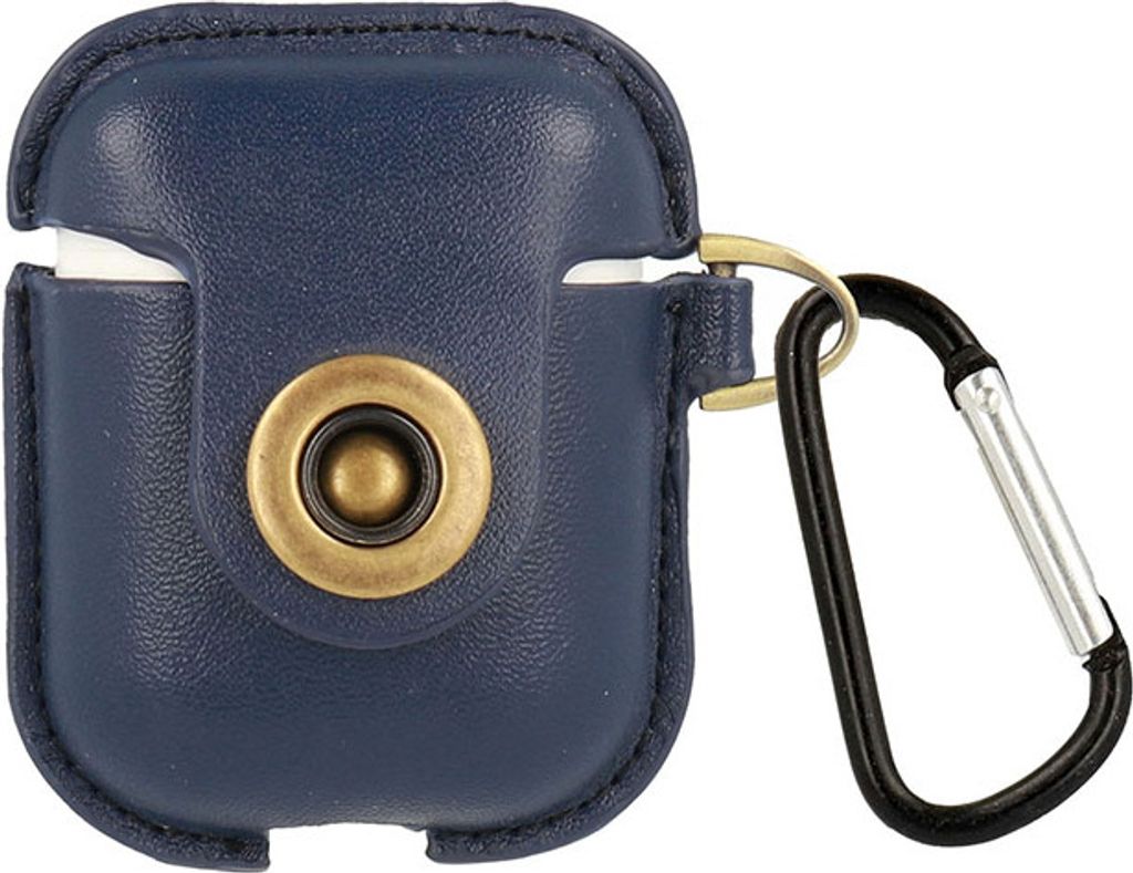 cofi1453 AirPods 1/2 360 Grad Vollschutz Leder Case Ladetasche Schutztasche Hülle Case Blau
