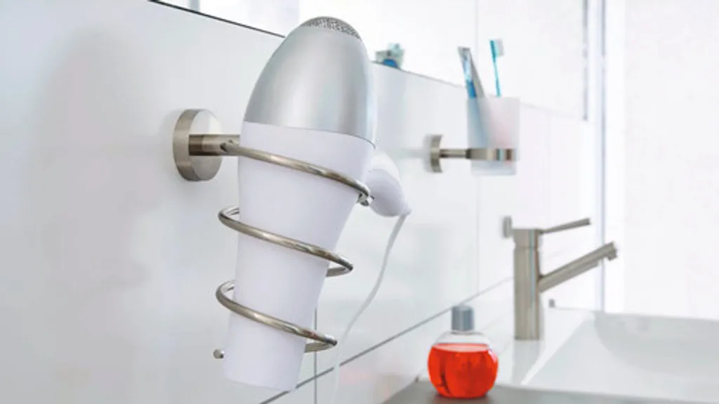 Support de Sèche-Cheveux Mural tesa Chrome Brillant Fixation Facile - 10