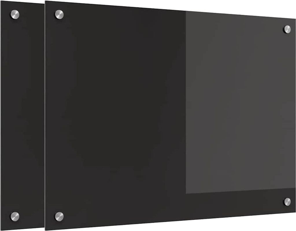 Küchenrückwand 2 pcs Schwarz 70 x 50 cm Gehärtetes Glas