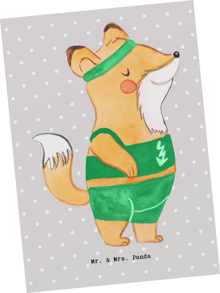 Mr. & Mrs. Panda Postkarte Sportlehrer Herz - Grau Pastell - Geschenk, Fotokarte, Grußkarte, Postkarten, Ansichtskarte, Ansichtskarten