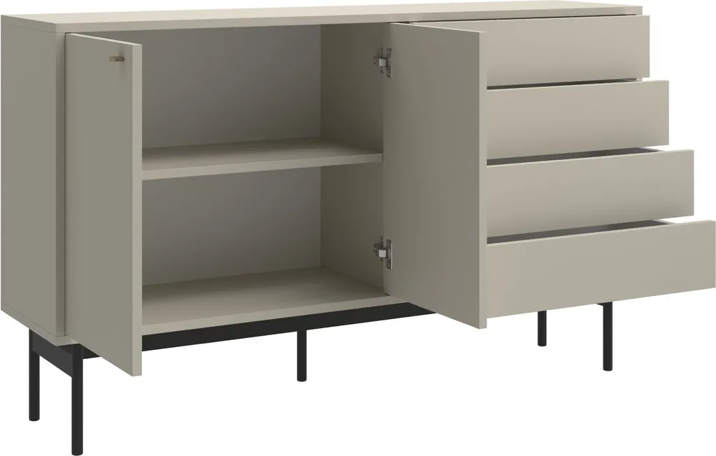 Buffet de Salon Moderne 154 cm Greige Selsey Olar Rangement Chic