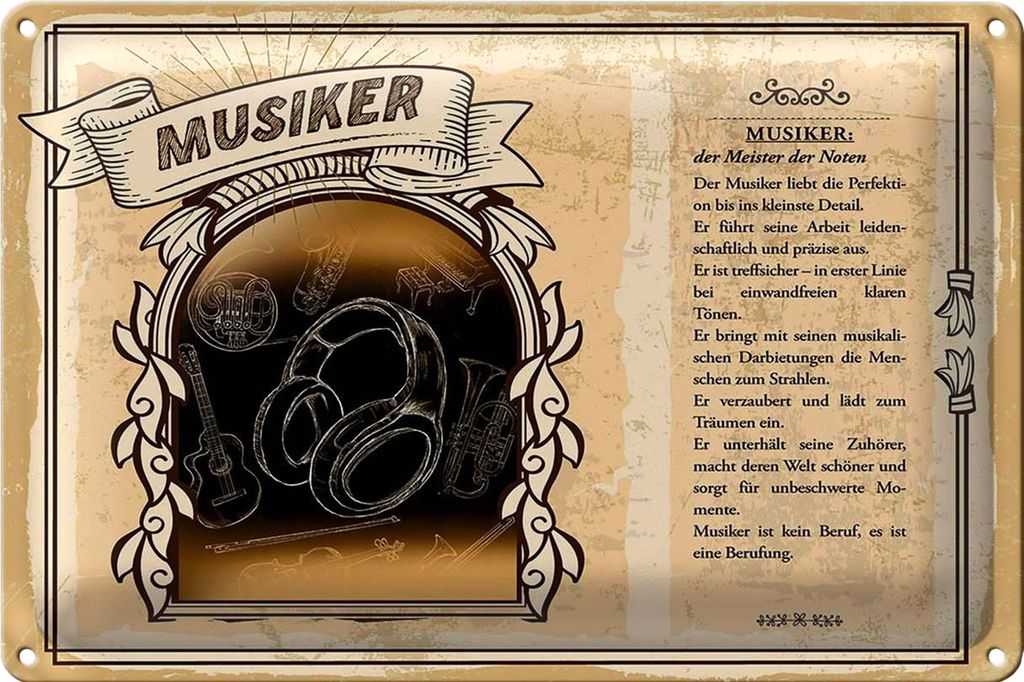 Blechschild Berufe 30x20cm Musiker Meister der Noten Musik