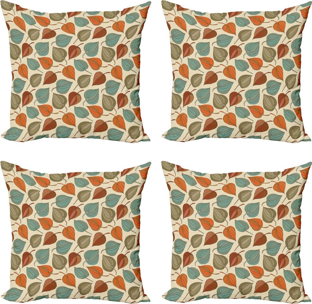 ABAKUHAUS Blumen Kissenbezug Set (4 Stück), Art Nouveau Winter-Kirsche, Moderner Doppelseitiger Digitaldruck, 60 cm x 60 cm, Mehrfarbig