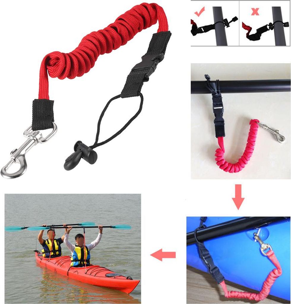 Elastische Paddelleine, Kajak, Kanu, Sicherheit, Angelrute, Ruderboote, aufgerolltes Lanyard, Schnur, Bindeseil