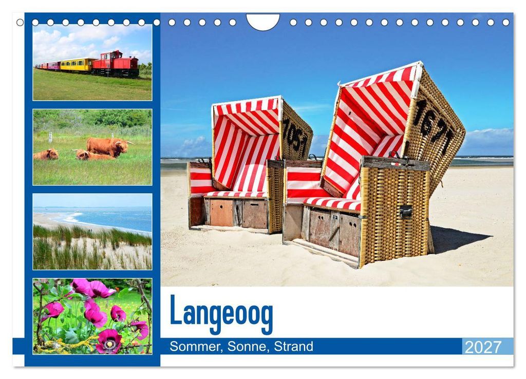 Langeoog - Sommer, Sonne, Strand (Wandkalender 2027 DIN A4 quer), CALVENDO Monatskalender
