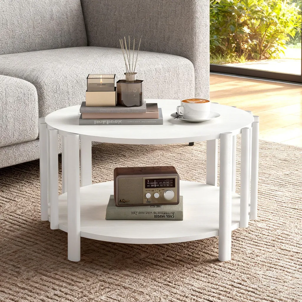 Table basse gain de place pour petits salons avec plateau de thé