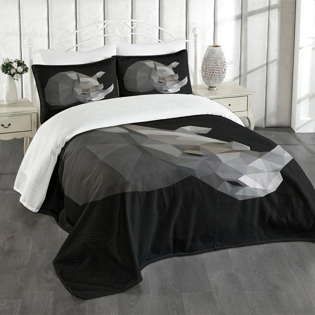 Copriletto King Size Grigio Antracite Motivo Africano | ABAKUHAUS