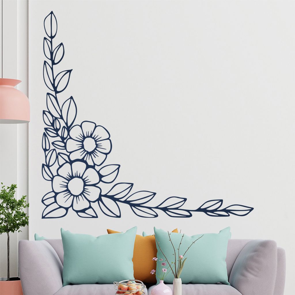 Blumen - Ranken Wandtattoo in 6 Größen - Wandaufkleber Wall Sticker - Dekoration, Küche, Wohnzimmer, Schlafzimmer, Badezimmer