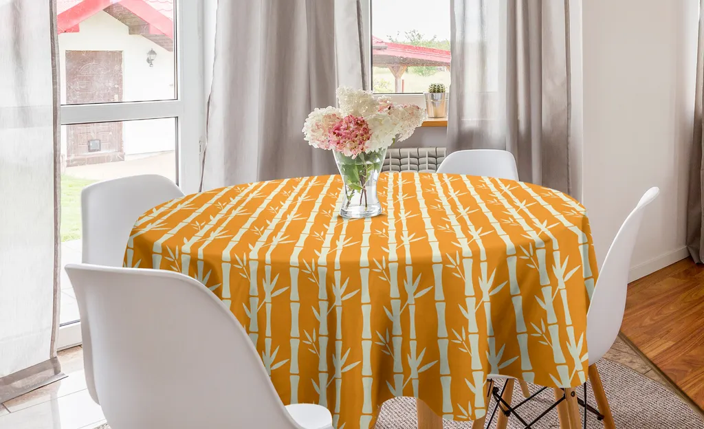 Tovaglia Rotonda ABAKUHAUS 150 cm | Bambù Arancio e Menta Cucina