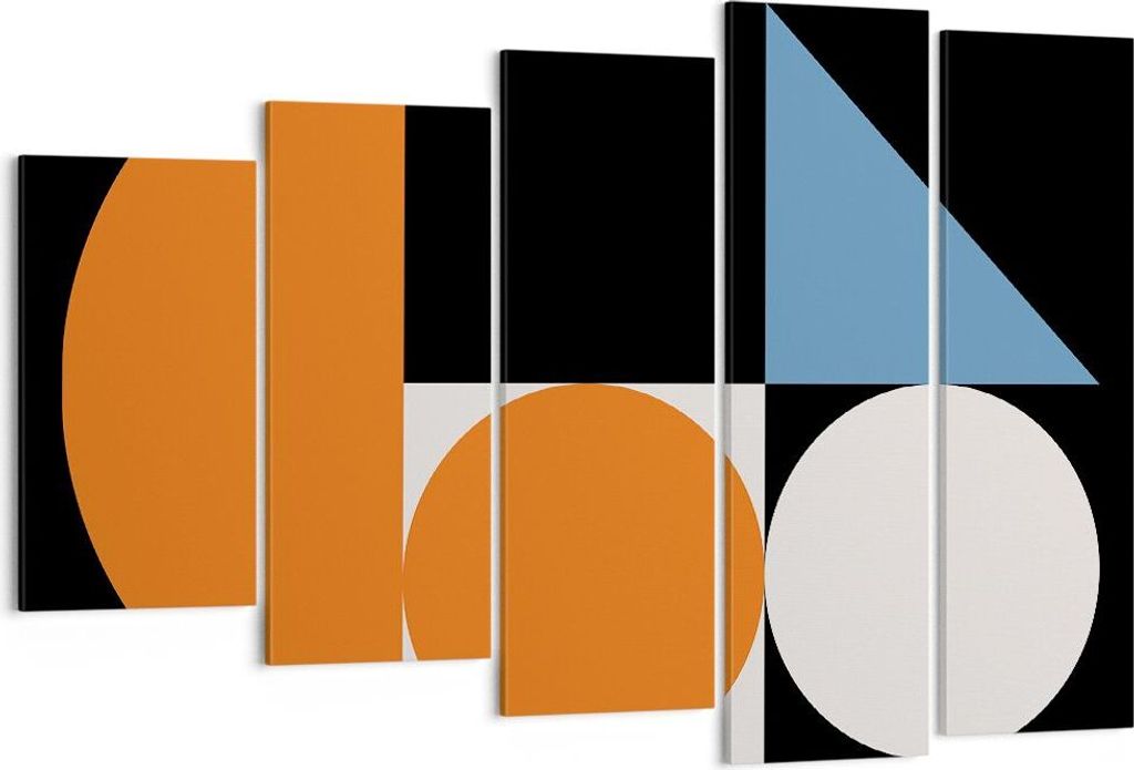Bild auf Leinwand - Leinwandbild - 5 Teile - Stück Geometrisch Räder - 150x100cm - Wand Bild - Wanddeko - Wandbilder - Leinwanddruck - Bilder - W...