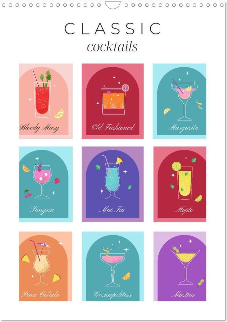 Classic Cocktails (Wall Calendar 2026 DIN A3 portrait), CALVENDO 12 Month Wall Calendar
