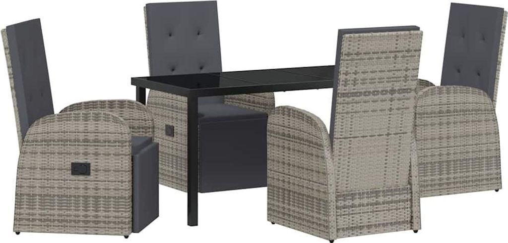 Garten Essgruppe mit Kissen 5 pcs Grau Poly-Rattan