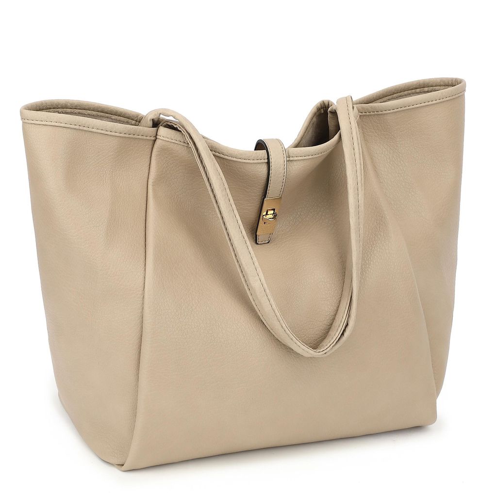 Schultertasche Damen Umhängetasche Kunstleder Tote Shopper Bag Reise Geldbörse Mit Drehverschluss und Innentasche für Arbeit, Schule, Einkauf