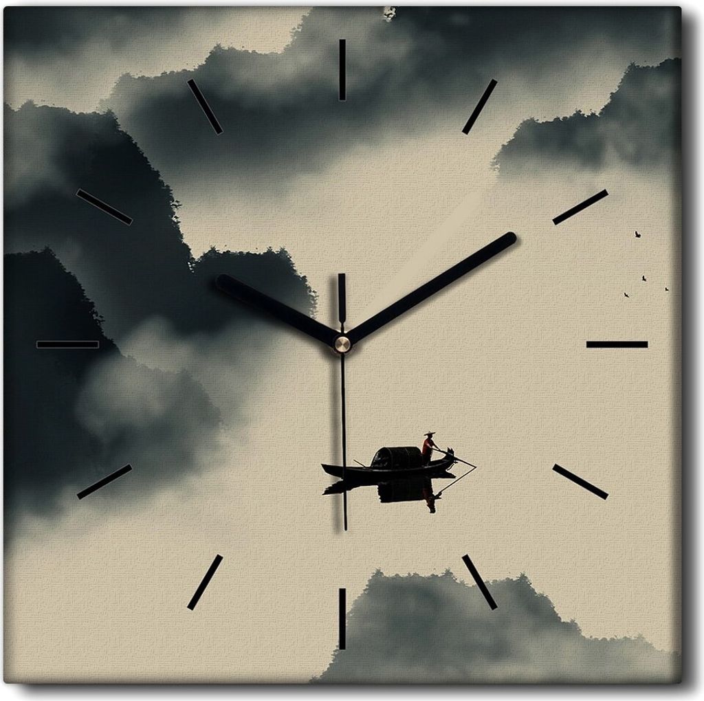 Coloray Uhr auf Leinwand 30x30 cm Wand Uhr Dekoration Wohnzimmer Segeltuch schwarze Hände -China Tintenwasser