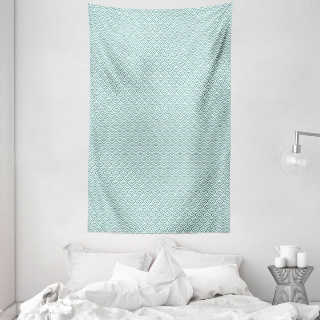 ABAKUHAUS Kreis Wandteppich und Tagesdecke, Eastern Ozean inspiriert aus Weiches Mikrofaser Stoff Waschbar ohne Verblassen Digitaldruck, 140 x 230 ...