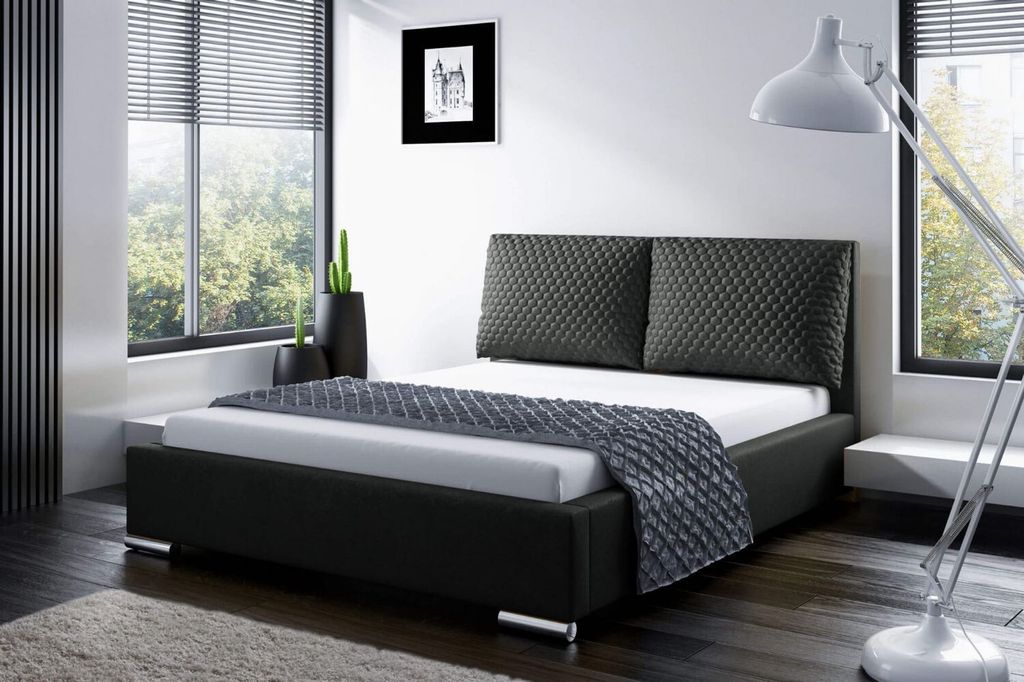 Praktisches Bett mit Kissen 180x200 DUBAI - schwarz