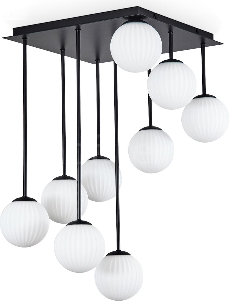Isorella Deckenlampe aus Metall/Glas in Schwarz/Milchglas