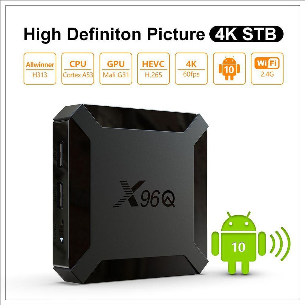 X96Q Android 10 OS TV-Box Allwinner H313 Quad Core 4K Smart TV BOX 2 GB 16 GB WLAN YouTube Netflix Streaming Media Player