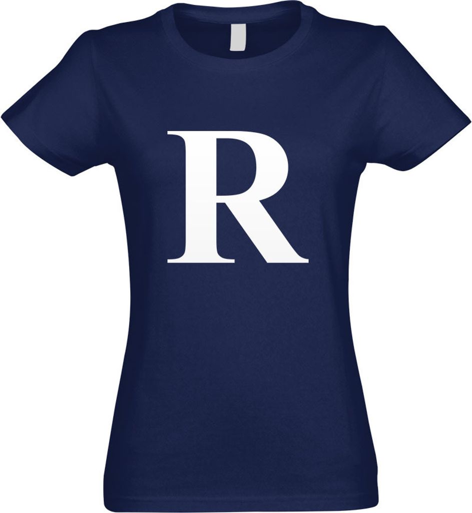 Kiwistar - T-Shirt tailliert - Damen - Navy - Buchstabe R - Alphabet - mit Motiv Bedruckt - Funshirt Design - Sport - Freizeit - Damen - S