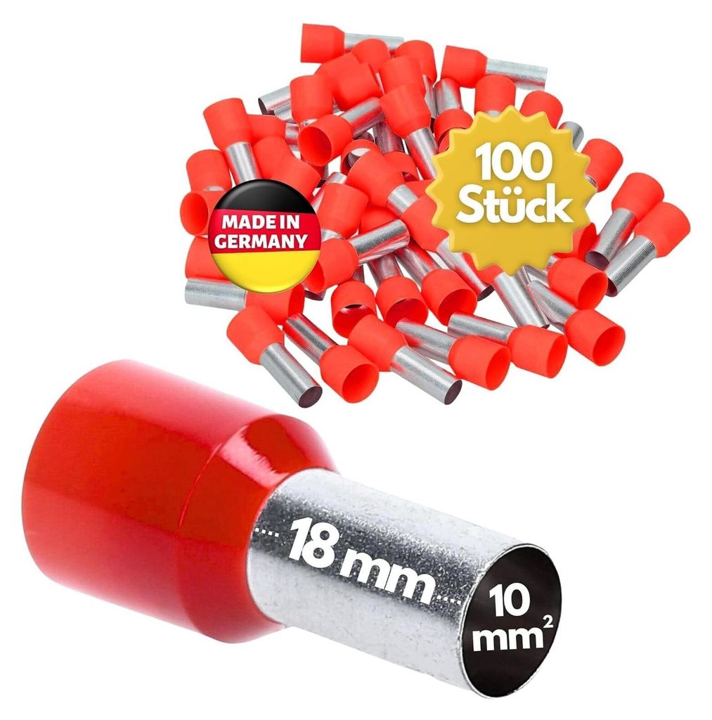 100 Stück Kalitec AE1018RT Aderendhülsen isoliert 10,0mm² Produktbild 