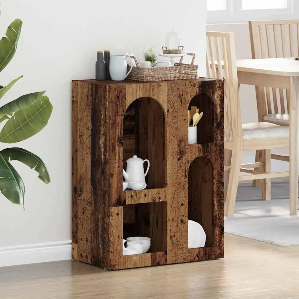 Mobiletto Industrial vidaXL 59x35x80,5 cm Legno Tecnico Antico