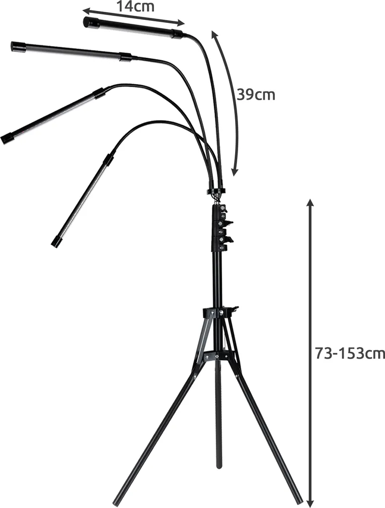 Lampe de culture pour semis et fleurs LED USB 4 têtes réglables 19388