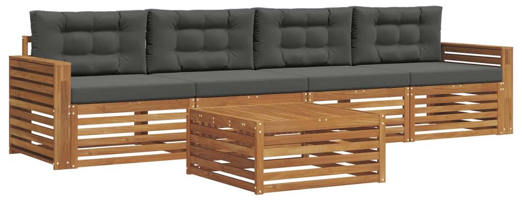 vidaXL Outdoor-Sofagarnitur mit Kissen 5 pcs Natur und Anthrazit