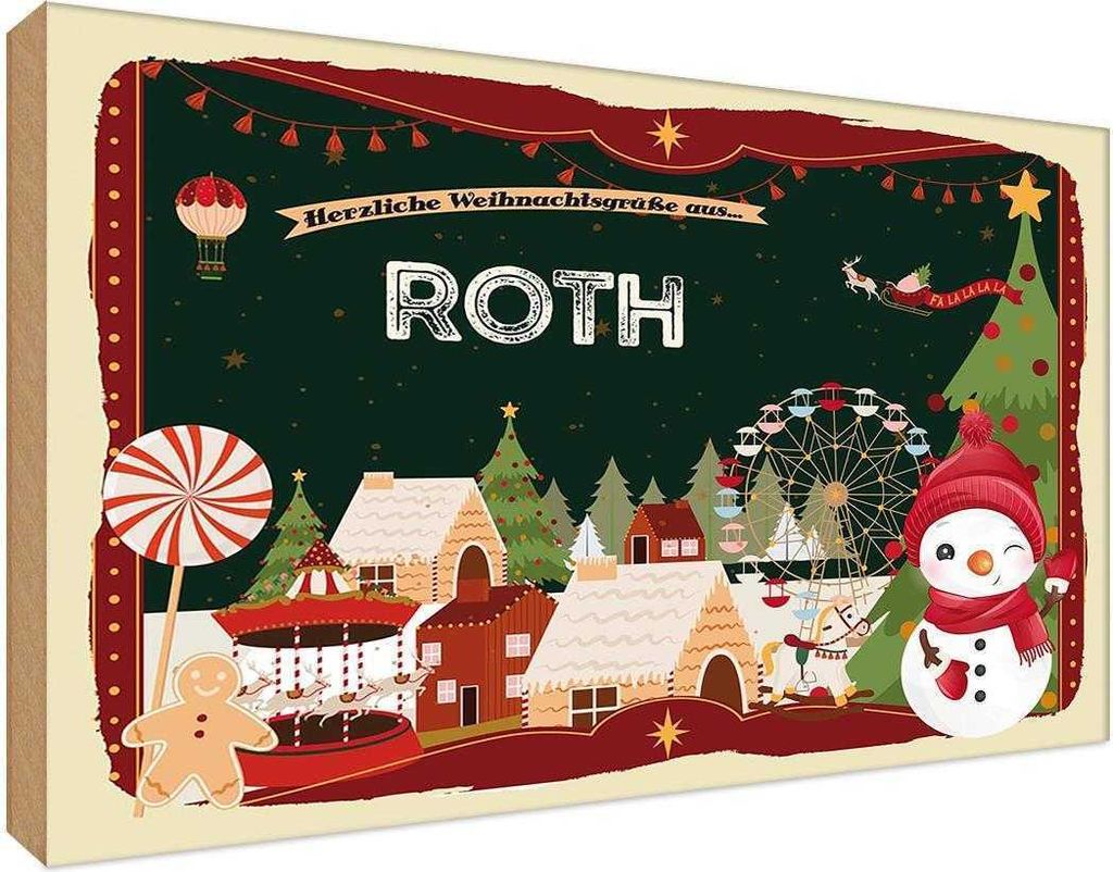 vianmo Holzschild 20x30 cm Weihnachten aus ROTH